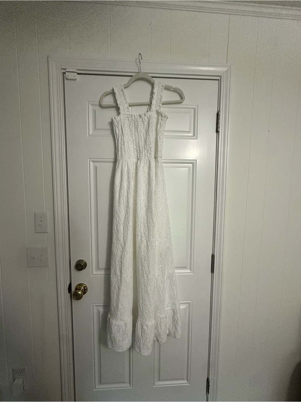 Michael Kors White Lace Smocked Maxi Dress